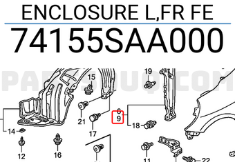 Honda 74155SAA000 ENCLOSURE L,FR FE