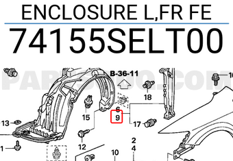 Honda 74155SELT00 ENCLOSURE L,FR FE