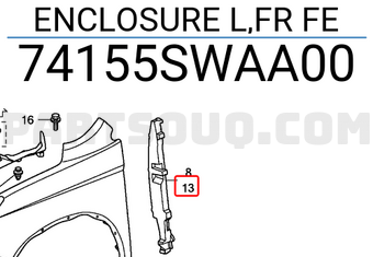 Honda 74155SWAA00 ENCLOSURE L,FR FE
