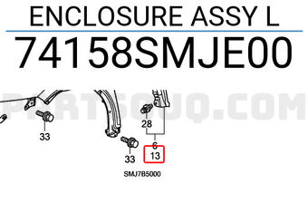 Honda 74158SMJE00 ENCLOSURE ASSY L