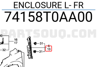 Honda 74158T0AA00 ENCLOSURE L- FR