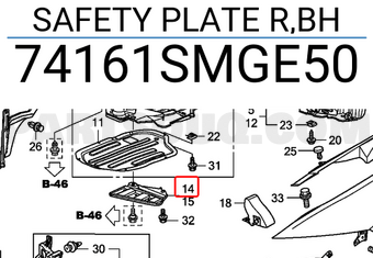 Honda 74161SMGE50 SAFETY PLATE R,BH