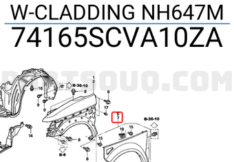 Honda 74165SCVA10ZA W-CLADDING NH647M
