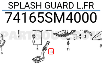 Honda 74165SM4000 SPLASH GUARD L,FR