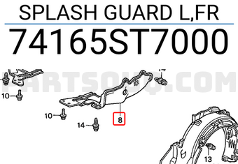 Honda 74165ST7000 SPLASH GUARD L,FR