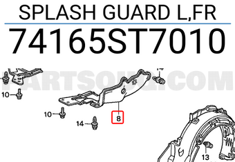Honda 74165ST7010 SPLASH GUARD L,FR