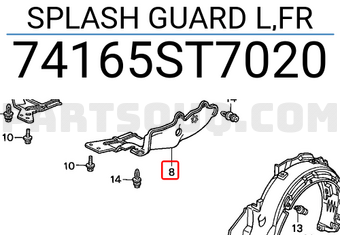 Honda 74165ST7020 SPLASH GUARD L,FR