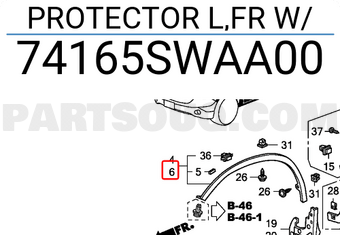 Honda 74165SWAA00 PROTECTOR L,FR W