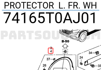Honda 74165T0AJ01 PROTECTOR L. FR. WH