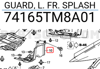 Honda 74165TM8A01 GUARD, L. FR. SPLASH