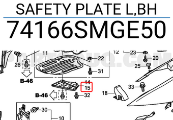 Honda 74166SMGE50 SAFETY PLATE L,BH