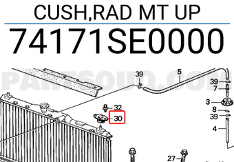 Honda 74171SE0000 CUSH,RAD MT UP