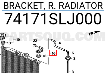 Honda 74171SLJ000 BRACKET, R. RADIATOR