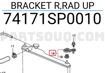 Honda 74171SP0010 BRACKET R,RAD UP