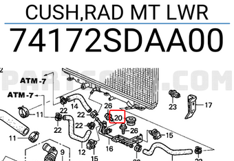 Honda 74172SDAA00 CUSH,RAD MT LWR