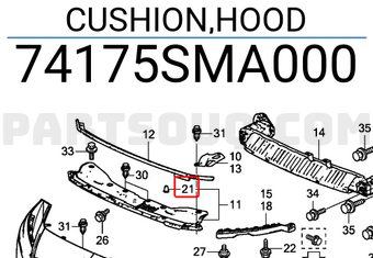 Honda 74175SMA000 CUSHION,HOOD