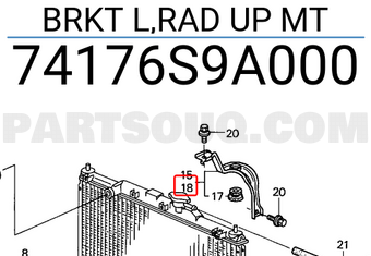 Honda 74176S9A000 BRKT L,RAD UP MT