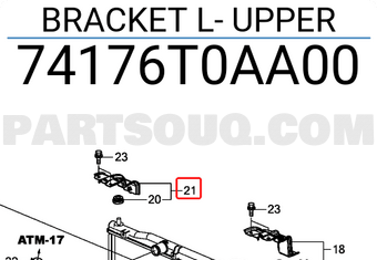 Honda 74176T0AA00 BRACKET L- UPPER