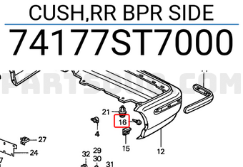Honda 74177ST7000 CUSH,RR BPR SIDE