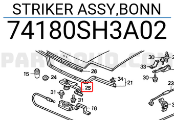 Honda 74180SH3A02 STRIKER ASSY,BONN