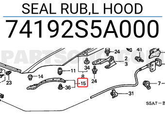 Honda 74192S5A000 SEAL RUB,L HOOD