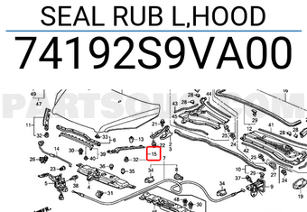 Honda 74192S9VA00 SEAL RUB L,HOOD