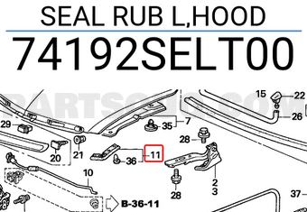 Honda 74192SELT00 SEAL RUB L,HOOD