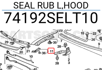 Honda 74192SELT10 SEAL RUB L,HOOD