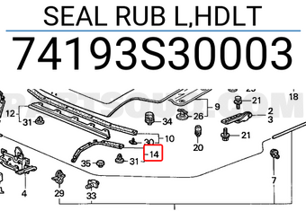 Honda 74193S30003 SEAL RUB L,HDLT