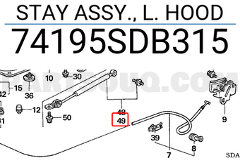 Honda 74195SDB315 STAY ASSY., L. HOOD