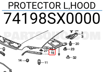 Honda 74198SX0000 PROTECTOR L,HOOD