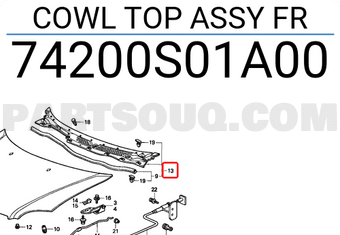Honda 74200S01A00 COWL TOP ASSY FR