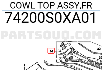 Honda 74200S0XA01 COWL TOP ASSY,FR