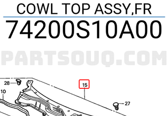 Honda 74200S10A00 COWL TOP ASSY,FR