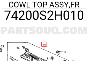 Honda 74200S2H010 COWL TOP ASSY,FR