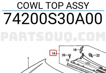 Honda 74200S30A00 COWL TOP ASSY