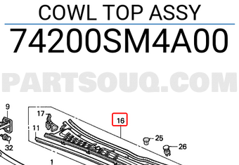 Honda 74200SM4A00 COWL TOP ASSY