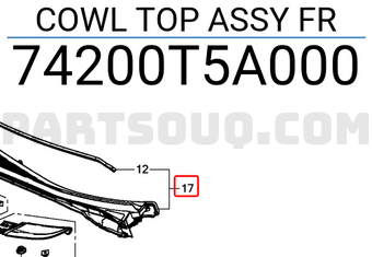 Honda 74200T5A000 COWL TOP ASSY FR