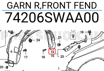 Honda 74206SWAA00 GARN R,FRONT FEND