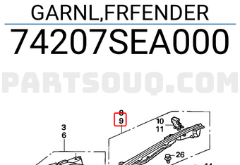 Honda 74207SEA000 GARNL,FRFENDER