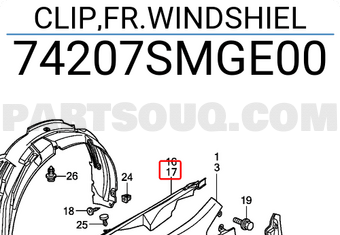 Honda 74207SMGE00 CLIP,FR.WINDSHIEL