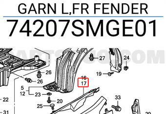 Honda 74207SMGE01 GARN L,FR FENDER