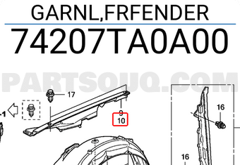 Honda 74207TA0A00 GARNL,FRFENDER