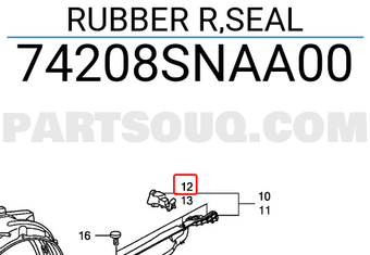 Honda 74208SNAA00 RUBBER R,SEAL