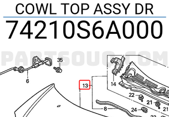 Honda 74210S6A000 COWL TOP ASSY DR