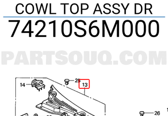Honda 74210S6M000 COWL TOP ASSY DR