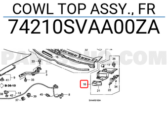 Honda 74210SVAA00ZA COWL TOP ASSY., FR
