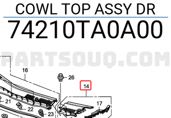 Honda 74210TA0A00 COWL TOP ASSY DR