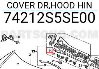 Honda 74212S5SE00 COVER DR,HOOD HIN