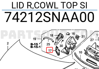 Honda 74212SNAA00 LID R,COWL TOP SI